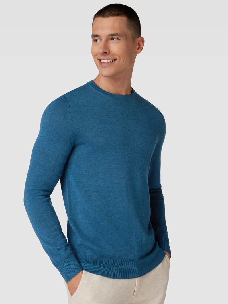 Longsleeve aus Woll-Mix in petrol meliert
