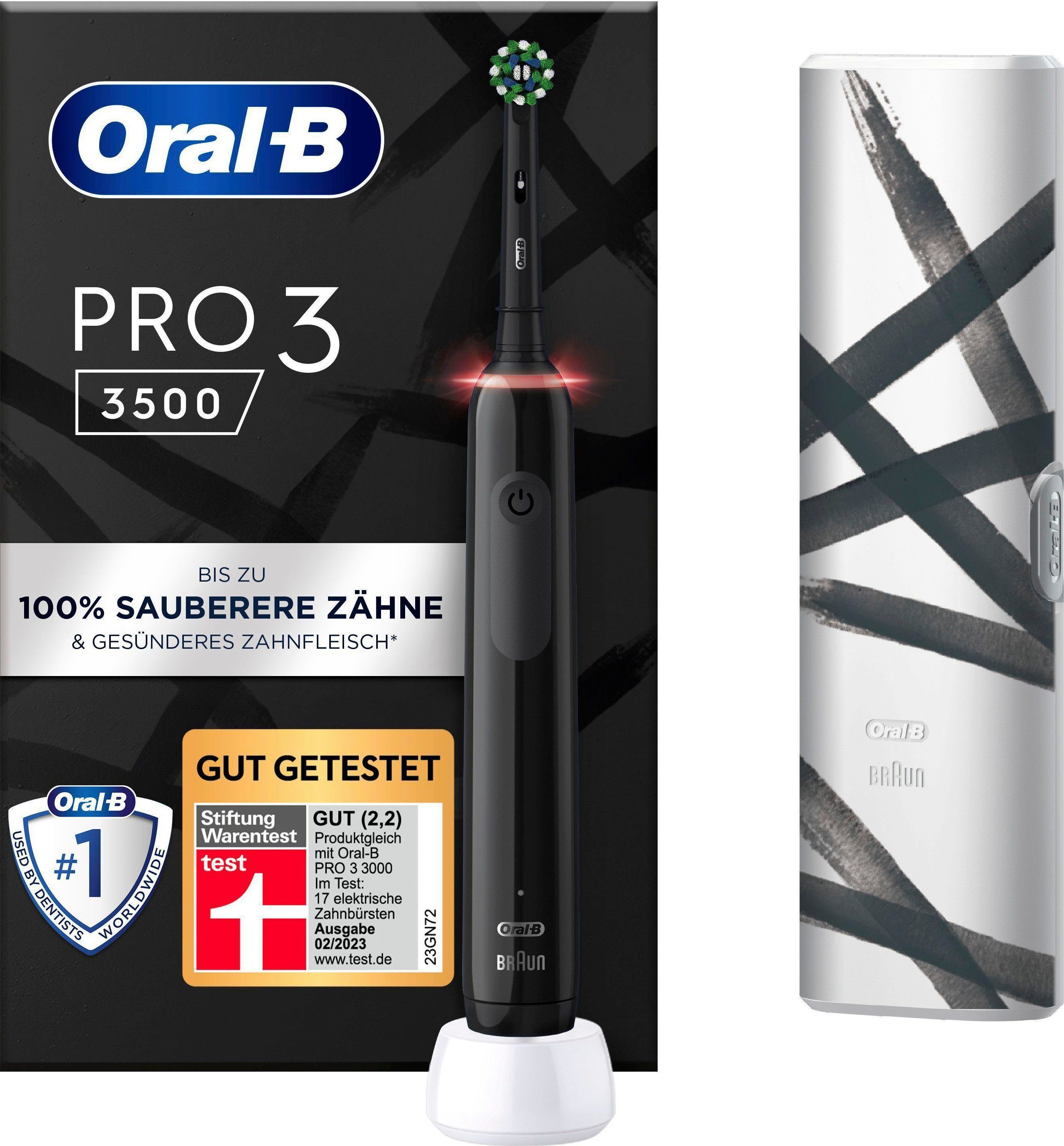 Oral-B Elektrische Zahnbürste PRO 3 3500, Aufsteckbürsten: 1 St., 3 Putzmodi