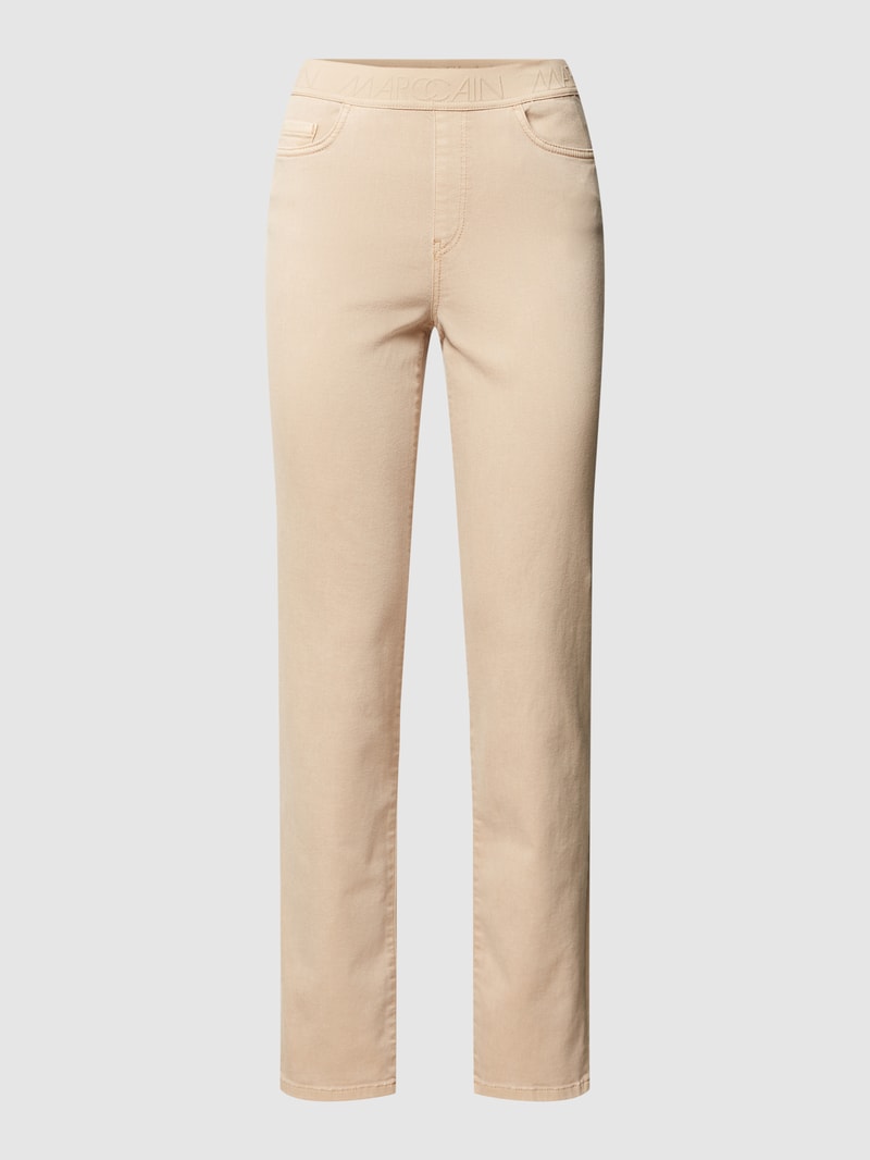 Slim Fit Jeans mit elastischem Logo-Bund Modell 'SIENA' in sand