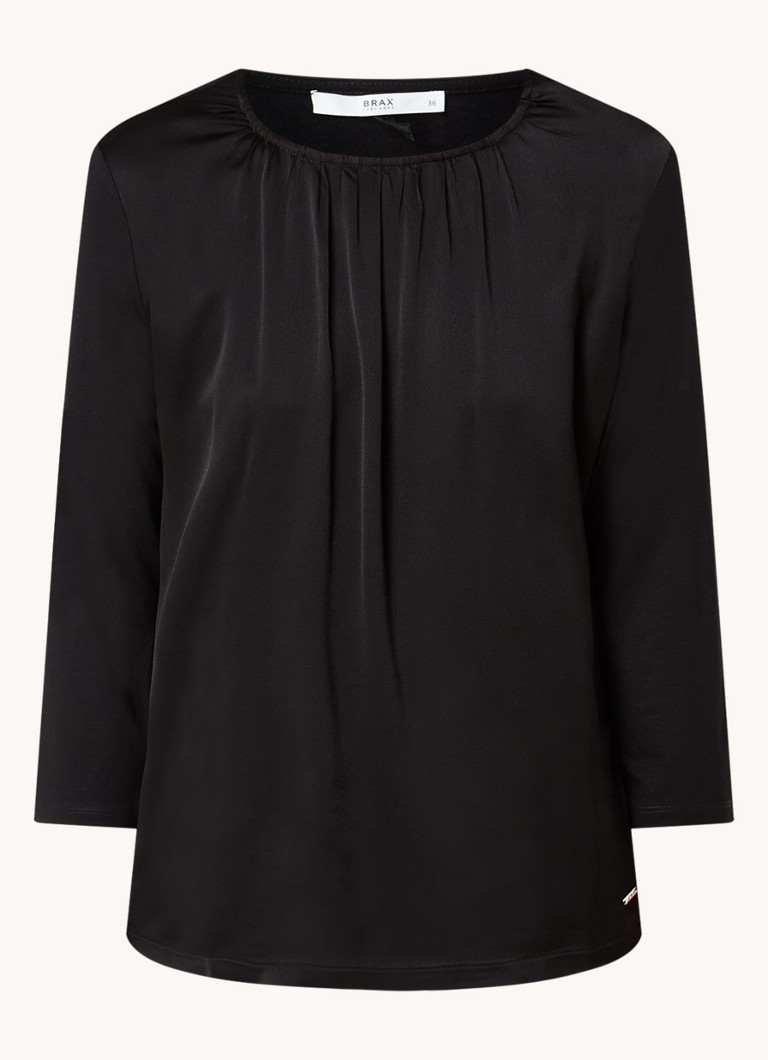Top BRAX Clara in raso con scollo rotondo