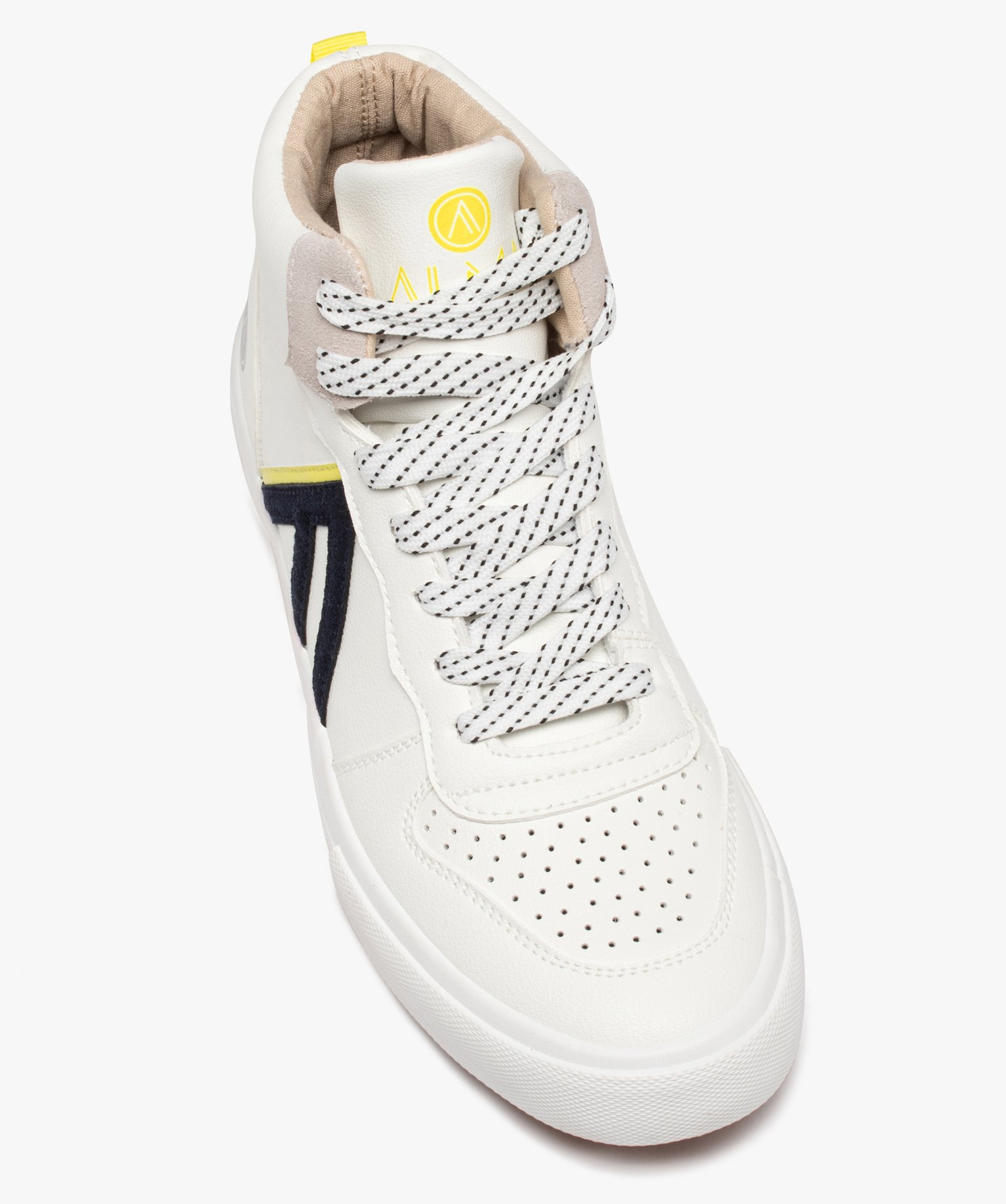 Baskets homme mid-cut unies à lacets – Alma Planète blanc | GEMO