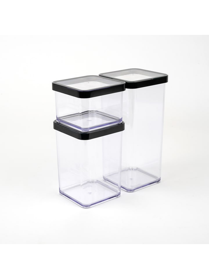 Rotho Loft 3er-Set Vorratsbehälter, Kunststoff  in Schwarz günstig kaufen onesize