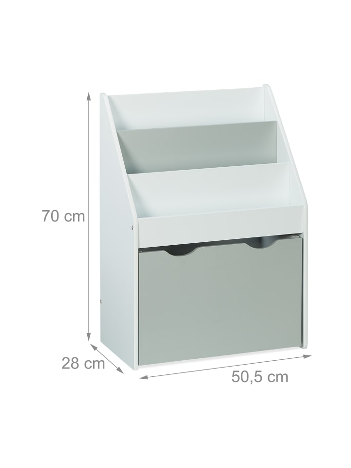 relaxdays Kinderregal in Weiß/ Grau - (B)50,5 x (H)70 x (T)28 cm günstig kaufen onesize