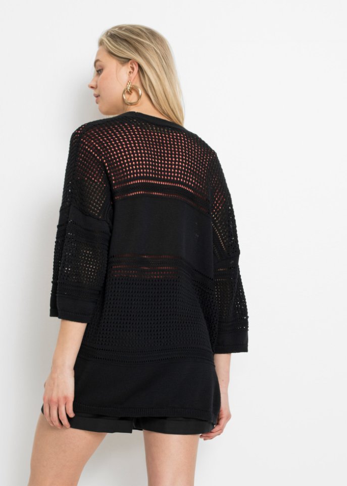 Cardigan mit Ajourmuster