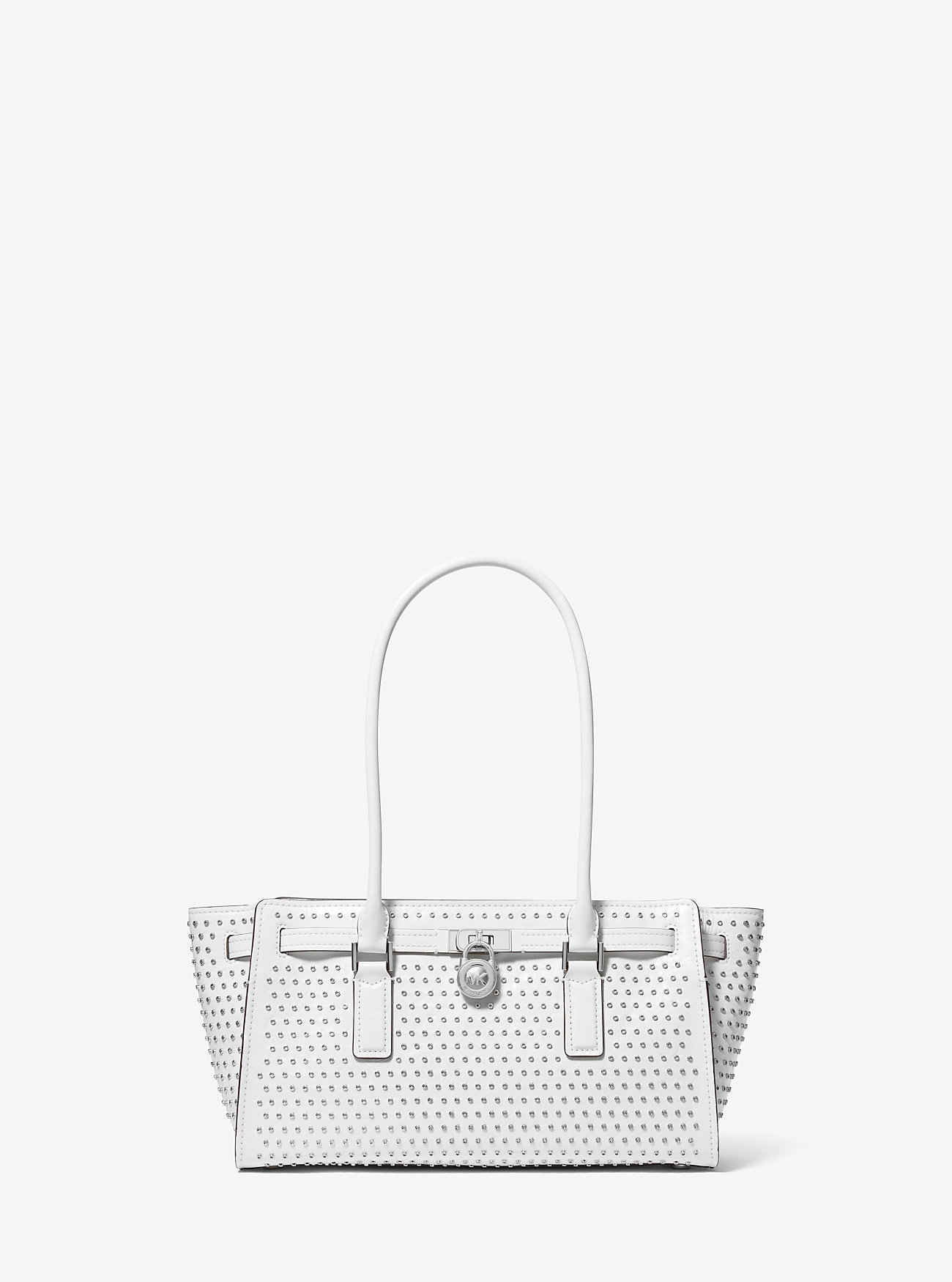 Hamilton Moderne Small Grommeted Leather Satchel - OPTIC WHITE