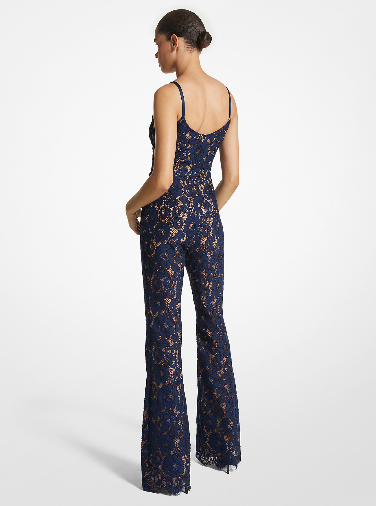 Blomsterblonderjumpsuit - MARINEBLÅ