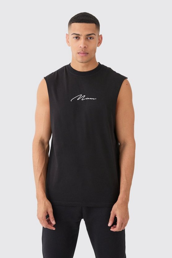 Man Signature Tanktop mit weiten Ärmeln
