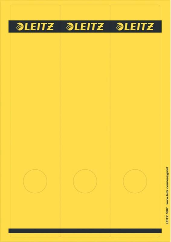 Leitz PC-beschriftbare Selbstklebende Rückenschilder 1687 Lang Für Leitz 1080 Qualitäts-Ordner Gelb 62 x 285 mm 75 Stück