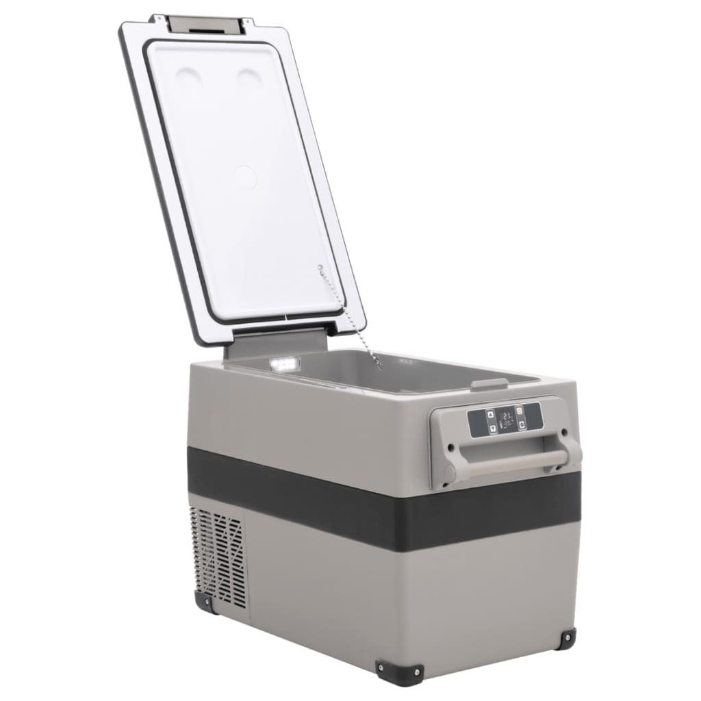 vidaXL Kühlbox Kompressor Kühlbox mit Griff und Adapter Schwarz und Grau 55 L Camping