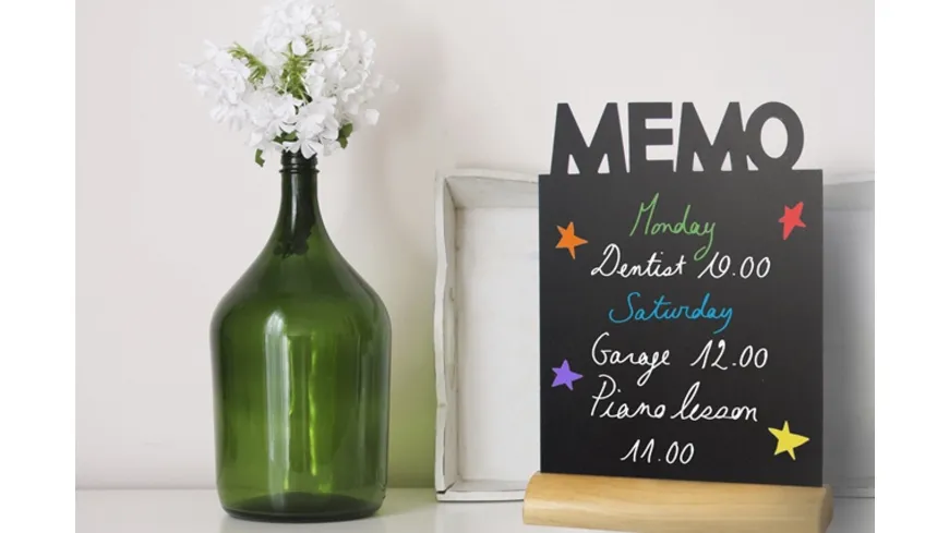Securit Tisch-Kreidetafel MEMO mit Holzfuß inklusive Kreidemarker
