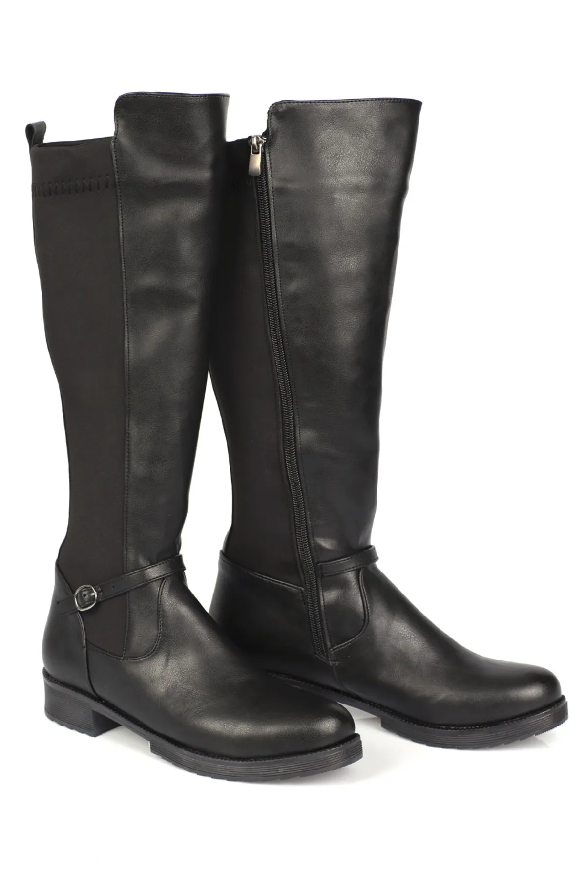 Capone Outfitters  Unterhalb des Knies. Damenstiefel aus Tauchstoff mit Banddetail vorne und seitlichem Reißverschluss