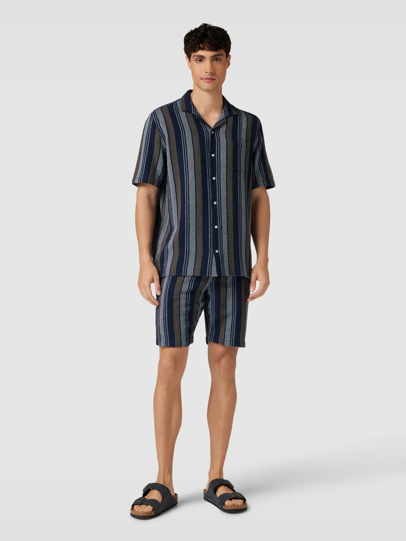 Shorts aus Baumwolle mit Streifenmuster in marineblau