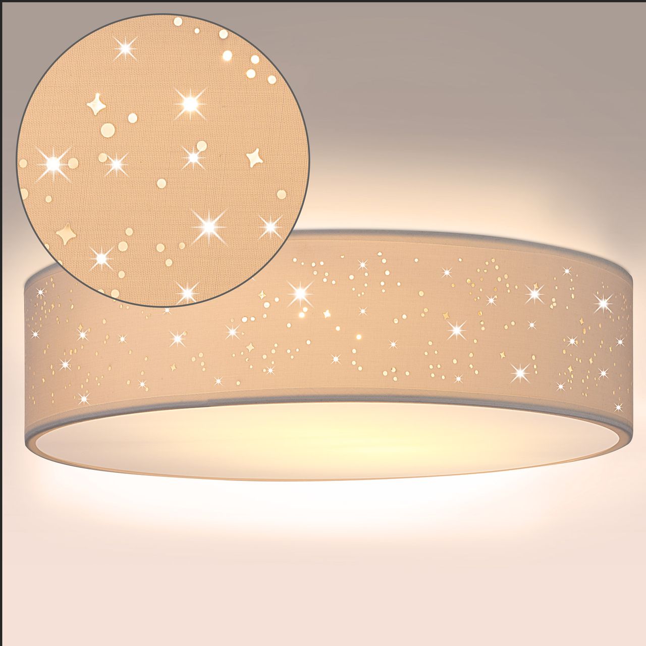 Casaria monzana® Deckenlampe Weiß Stoff Ø38cm Sternenhimmel