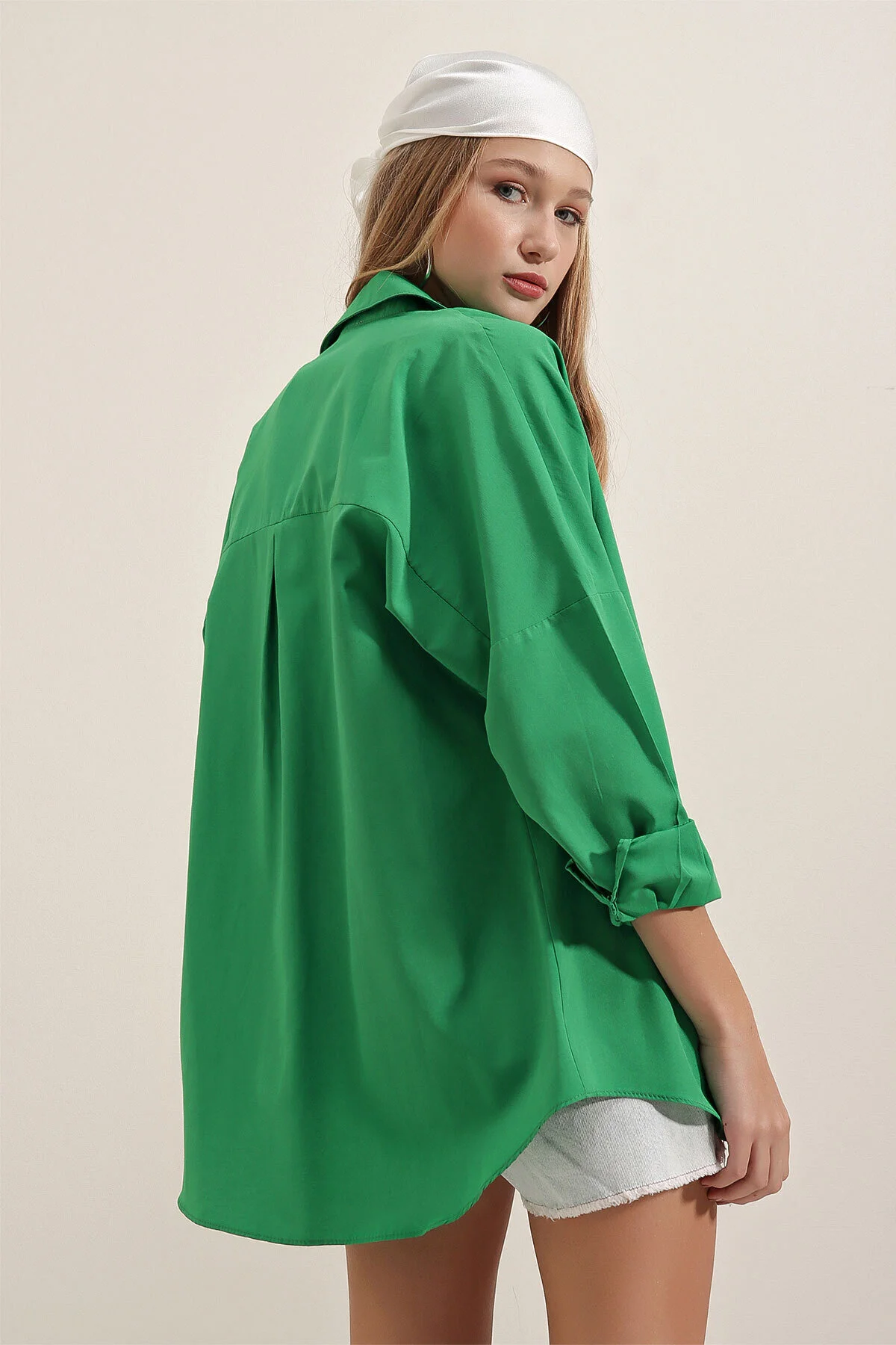 Bigdart  3900 Oversize-Lang-Basic-Hemd – Grün