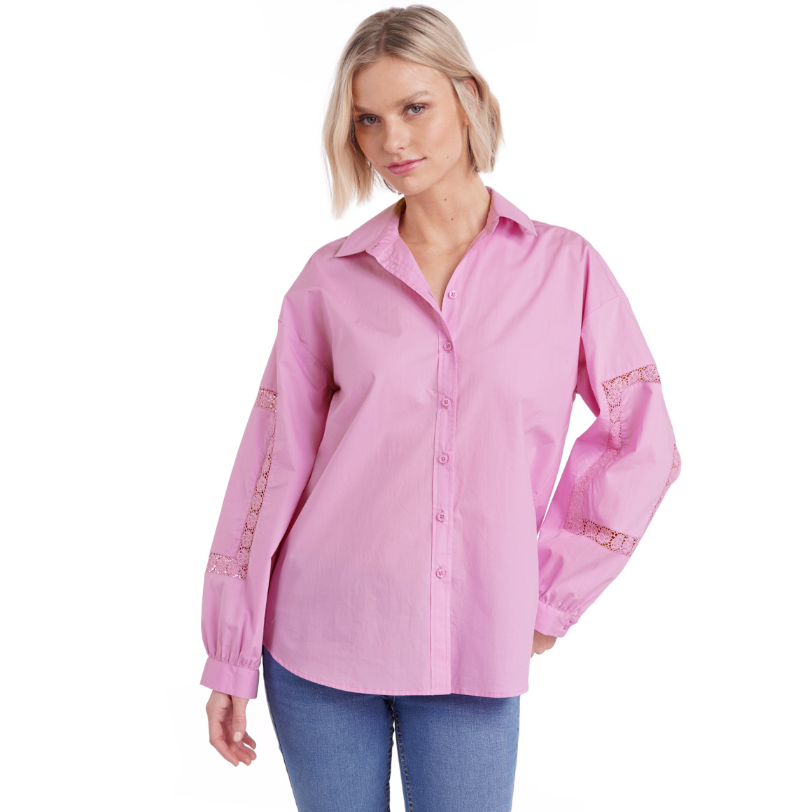 Damen Bluse mit Häkelspitze
