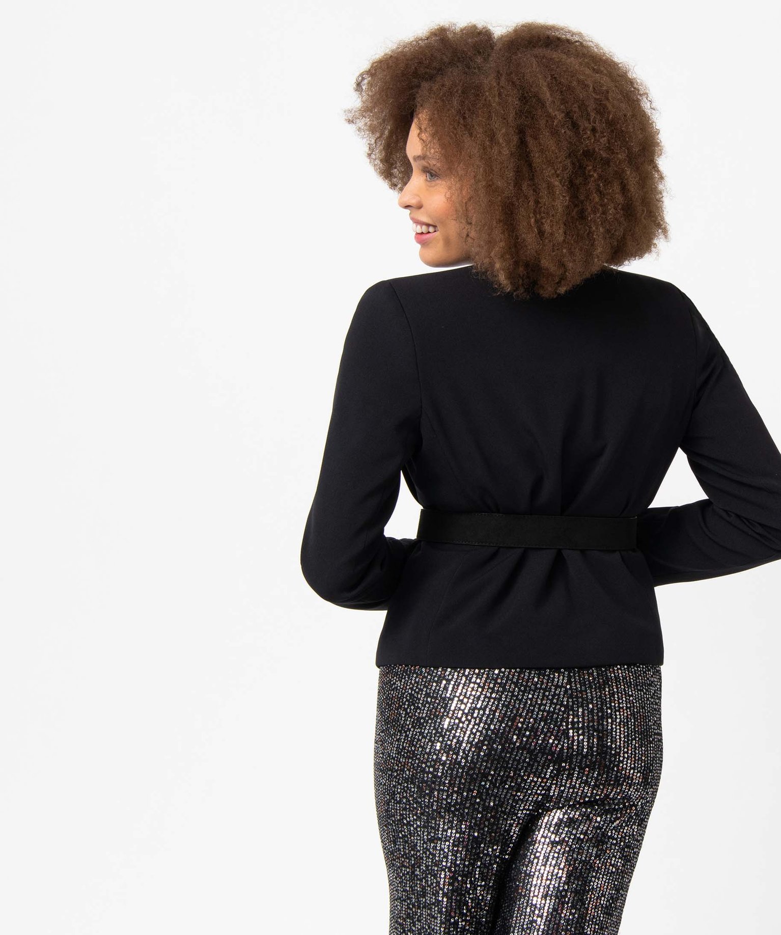 Veste femme coupe courte forme croisée noir | GEMO