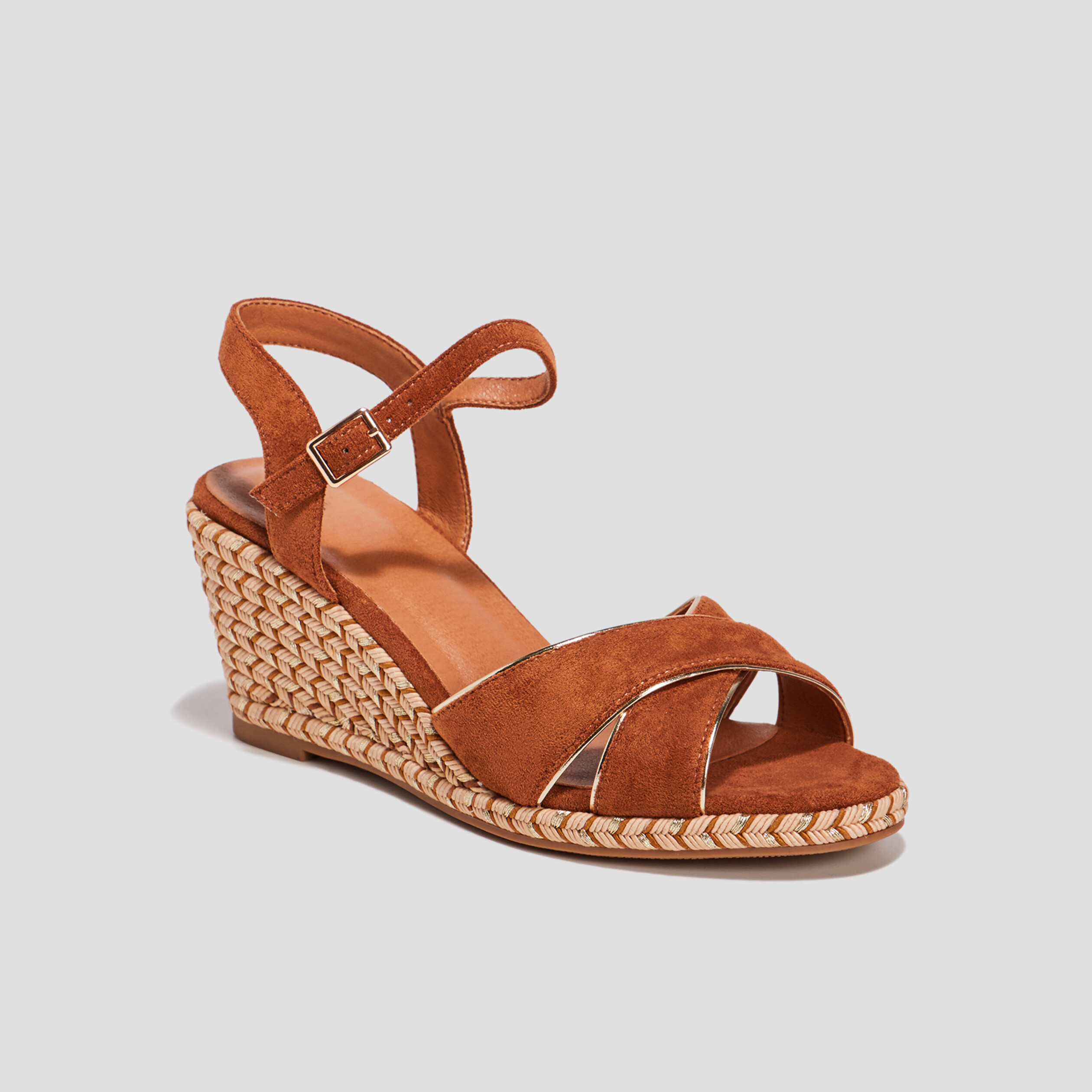 Sandales à talons compensés marron femme | La Halle
