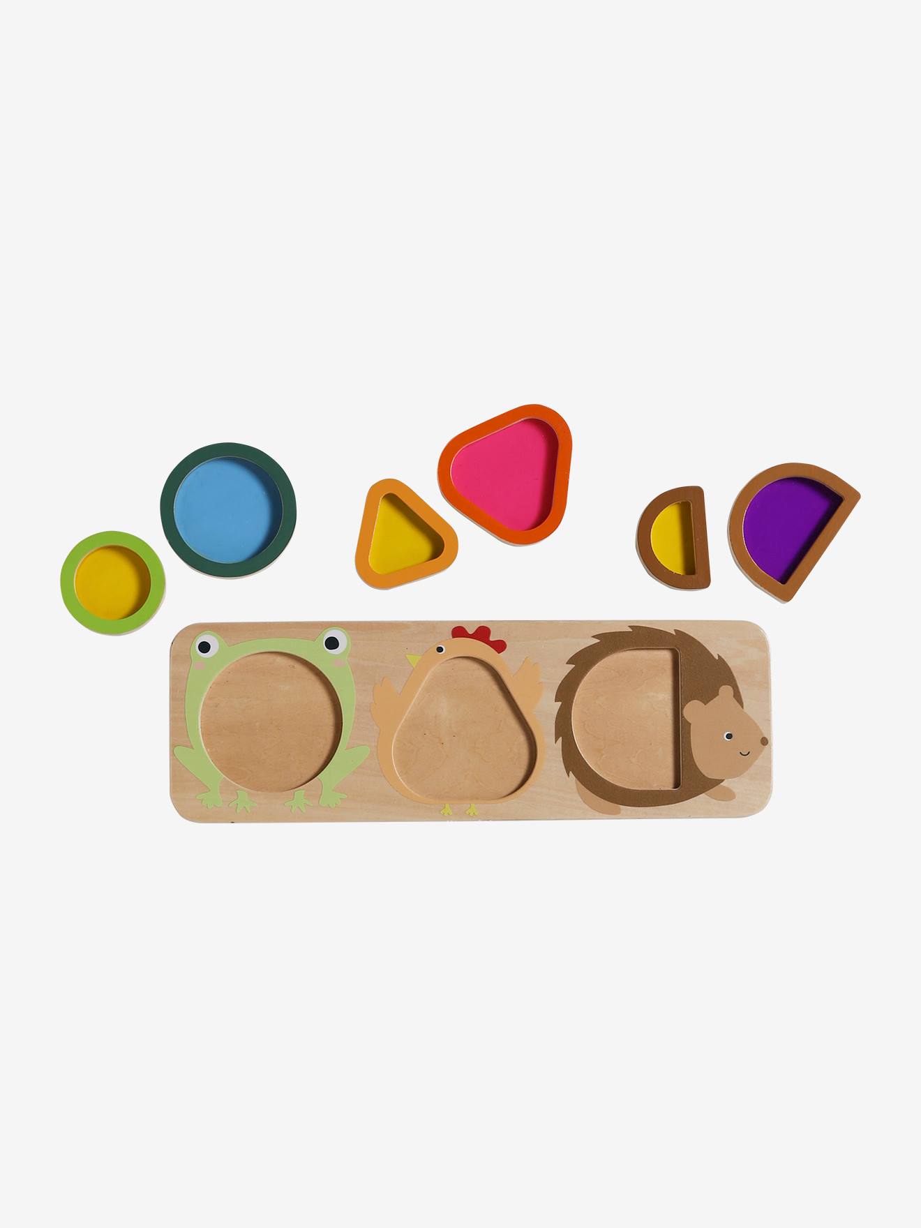 Vertbaudet Baby Steckspiel-Brett mit Tierfiguren aus Holz FSC - natur
