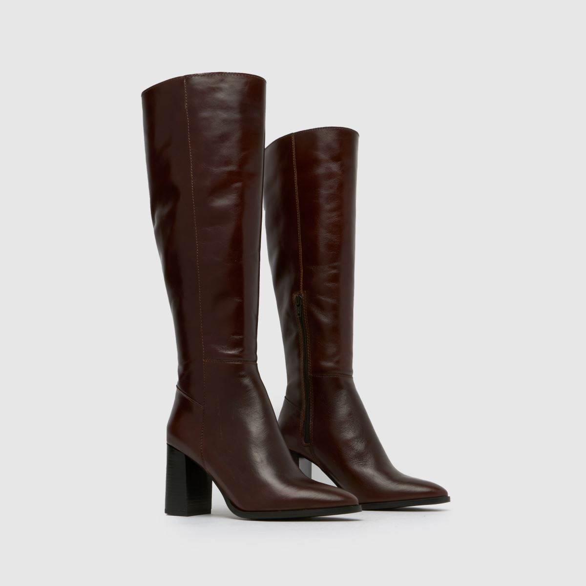 Schuh Dami – Bruna knähöga läderstövlar