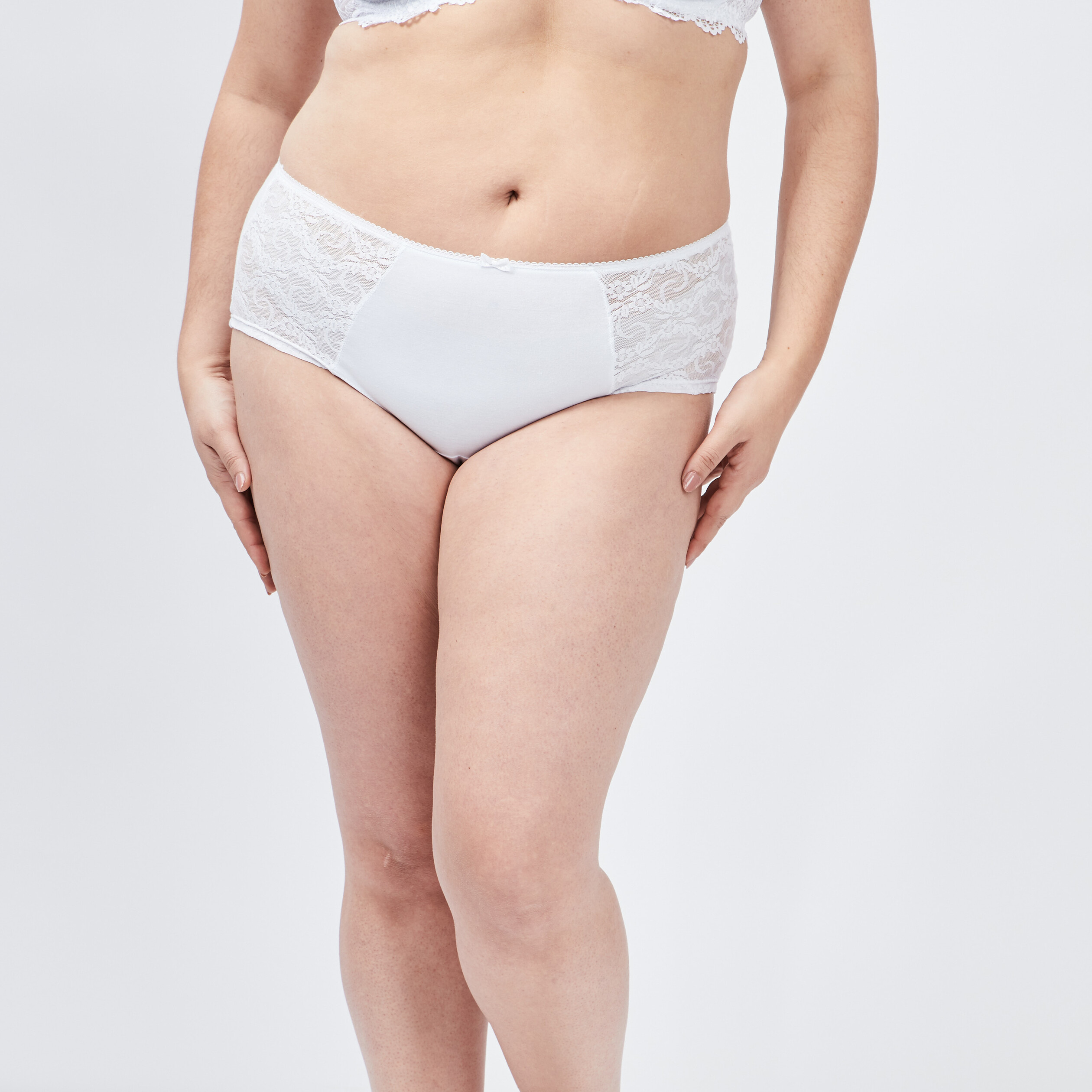 Shorty en coton blanc femme grande taille | La Halle