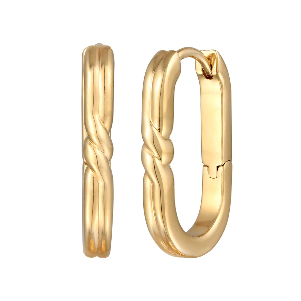 Elli Elli Boucles d'Oreilles Femmes Créoles Ovale Basique Couleur Or Boucles d'oreilles