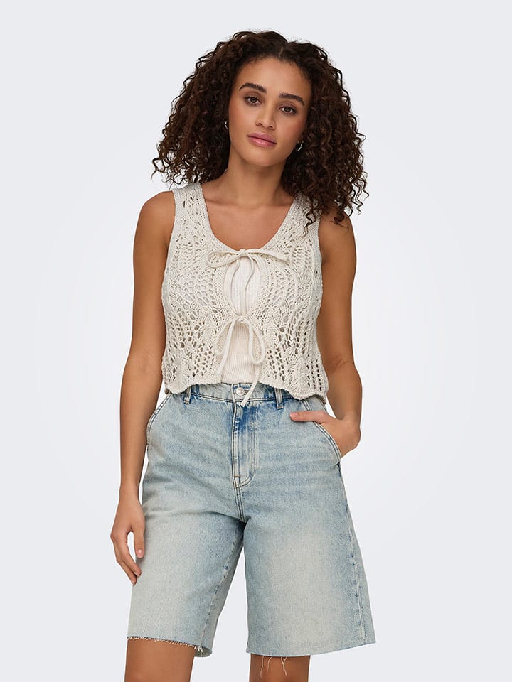 ONLY Strickweste in Creme günstig kaufen