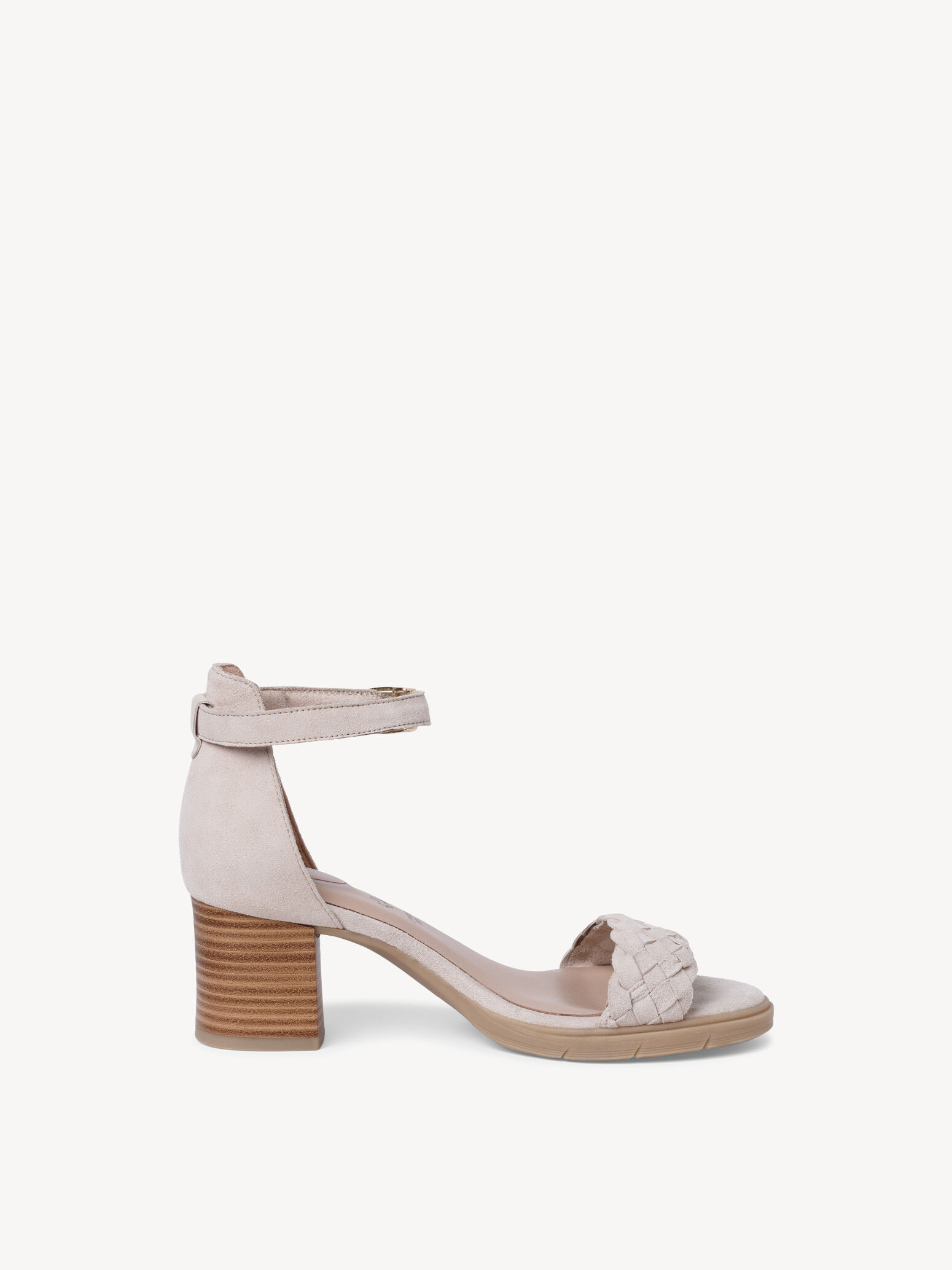 Sandale à talon en cuir - beige