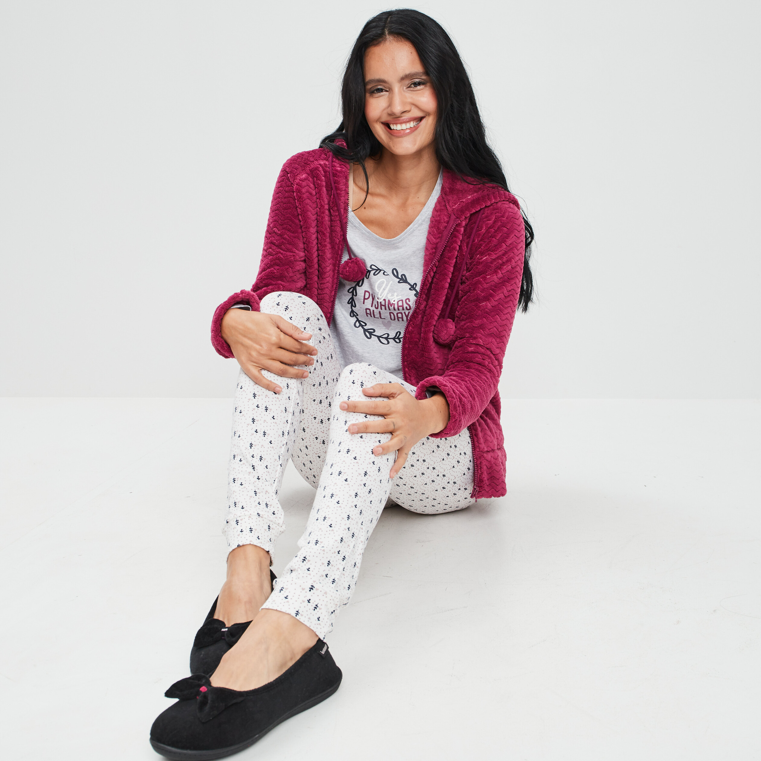 Ensemble pyjama 3 pièces gris clair femme | La Halle