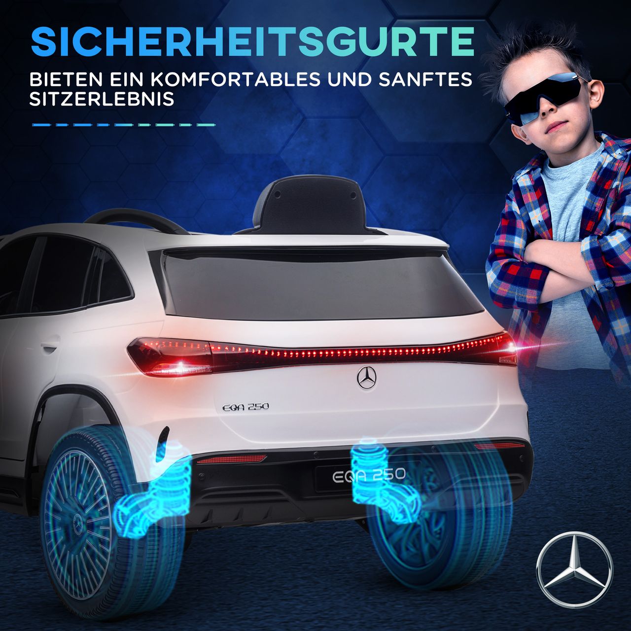 HOMCOM Kinder Elektrofahrzeuge Elektroauto mit Fernbedienung, Kinderauto mit MP3