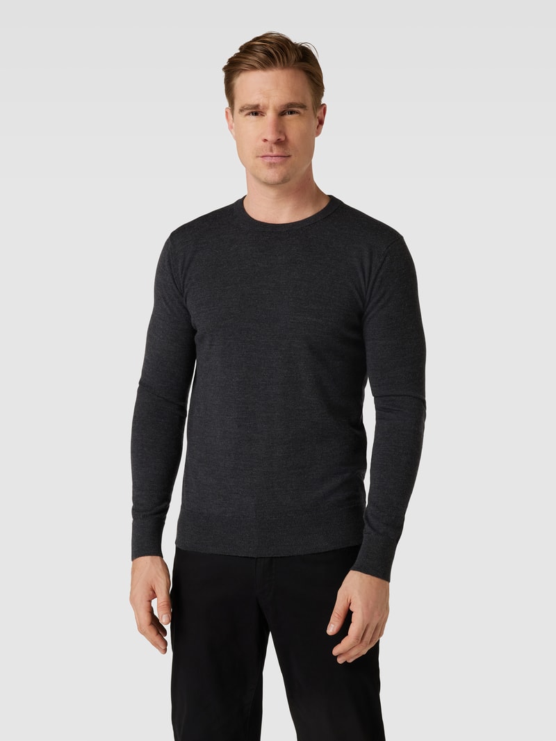 Strickpullover mit Label-Stitching in anthrazit