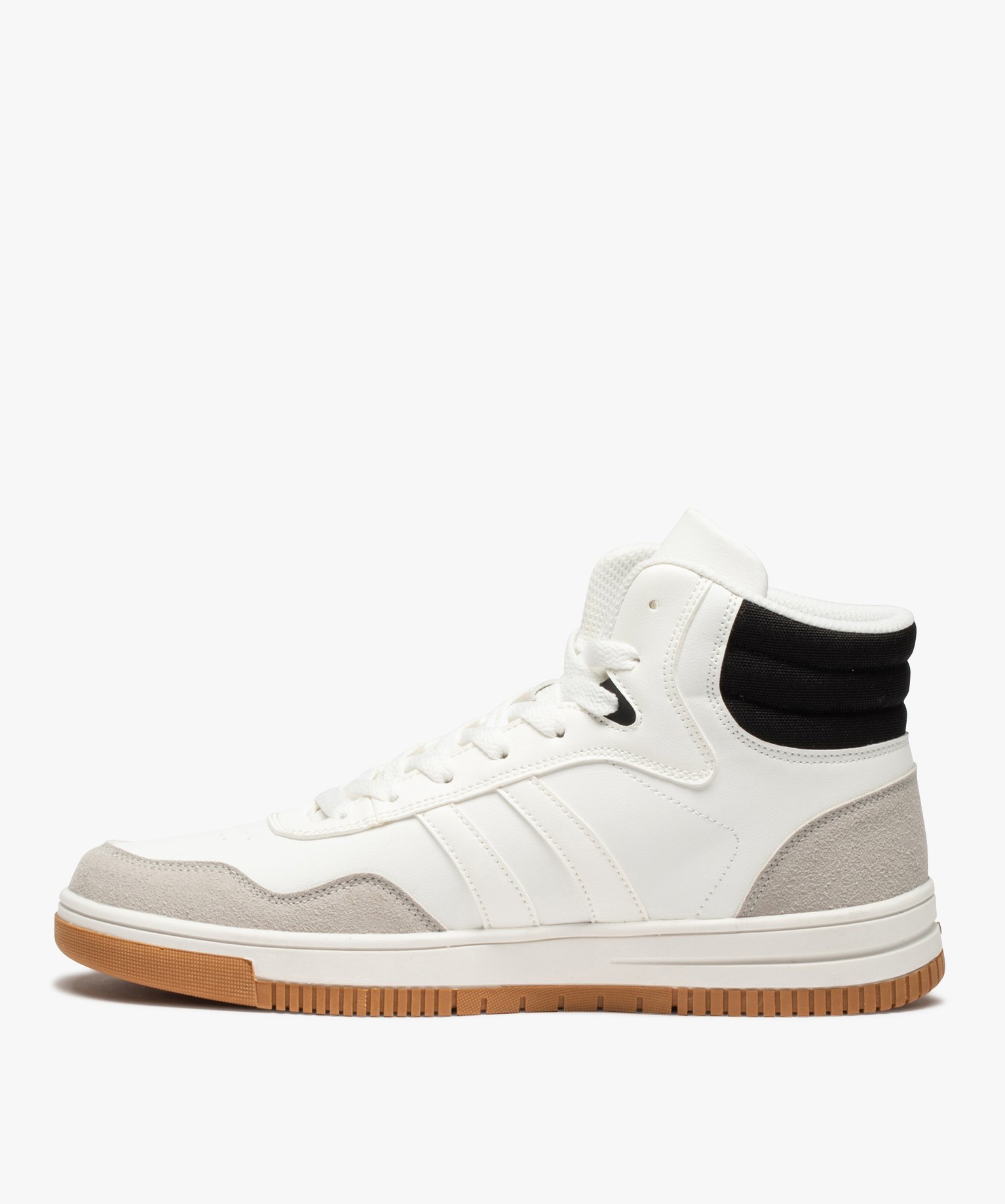 Baskets homme semi-montantes à lacets style rétro blanc | GEMO