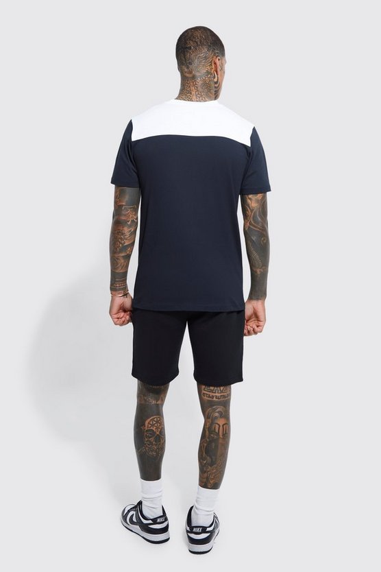 Mittellange Basic Slim-Fit Jersey-Shorts