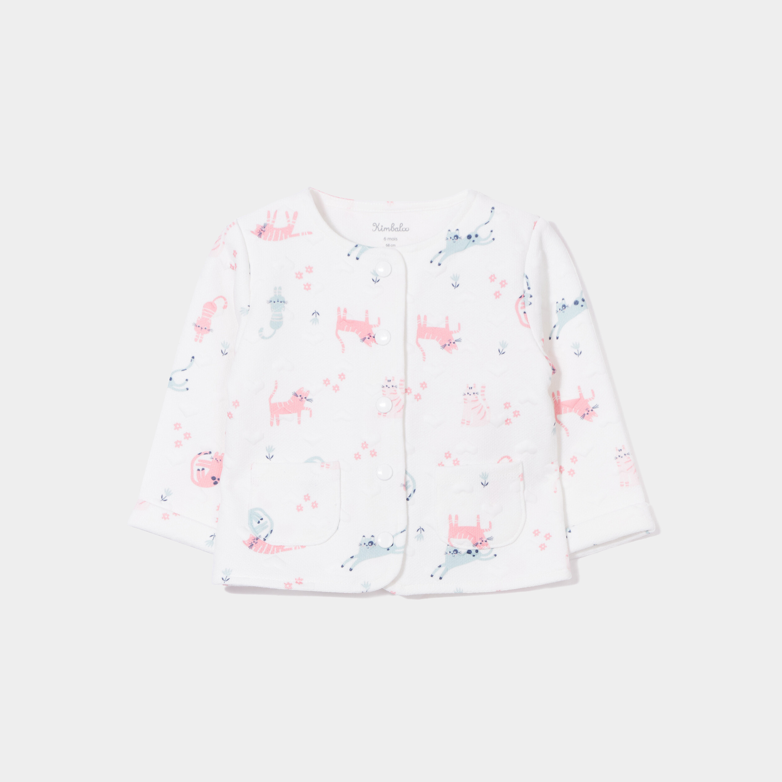 Gilet col rond boutonné Kimbaloo ecru bébé fille | La Halle
