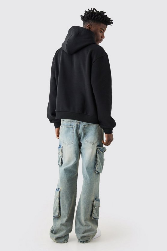 Kastiger Oversize Hoodie mit Homme Stern Print