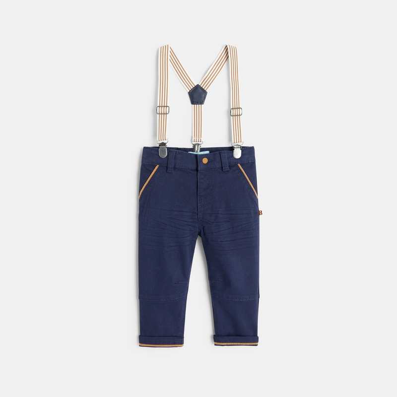 Pantalon à bretelles amovibles bleu bébé garçon