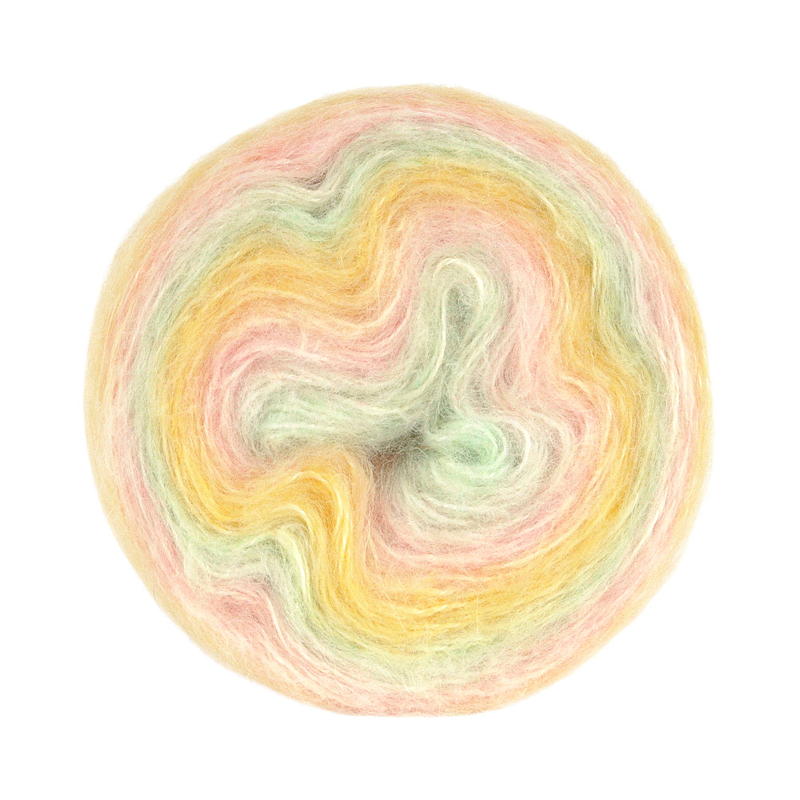 Garn Lollipop pastellrosa/grønn/gul gradert