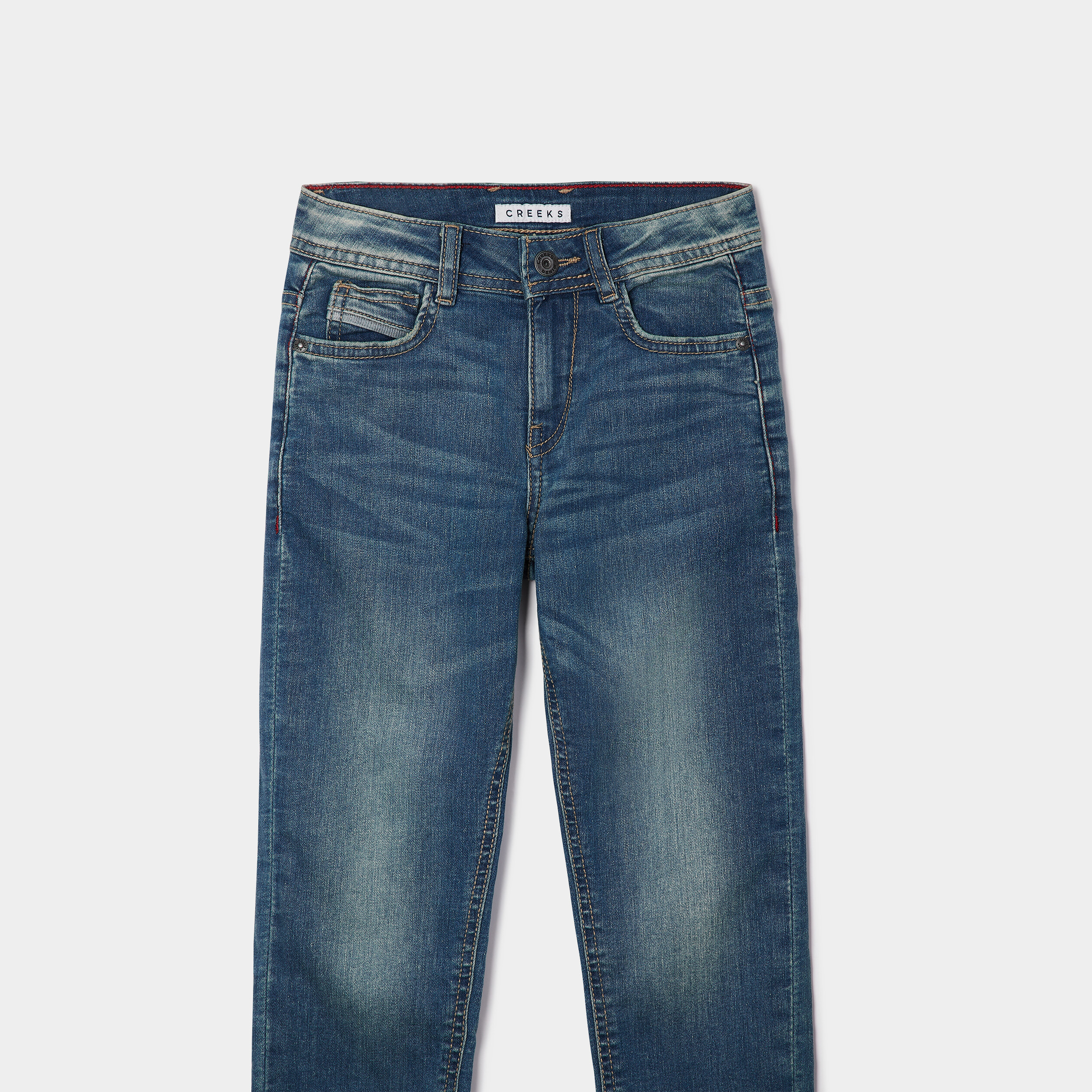 Jeans slim stretch Creeks denim double stone garçon | La Halle