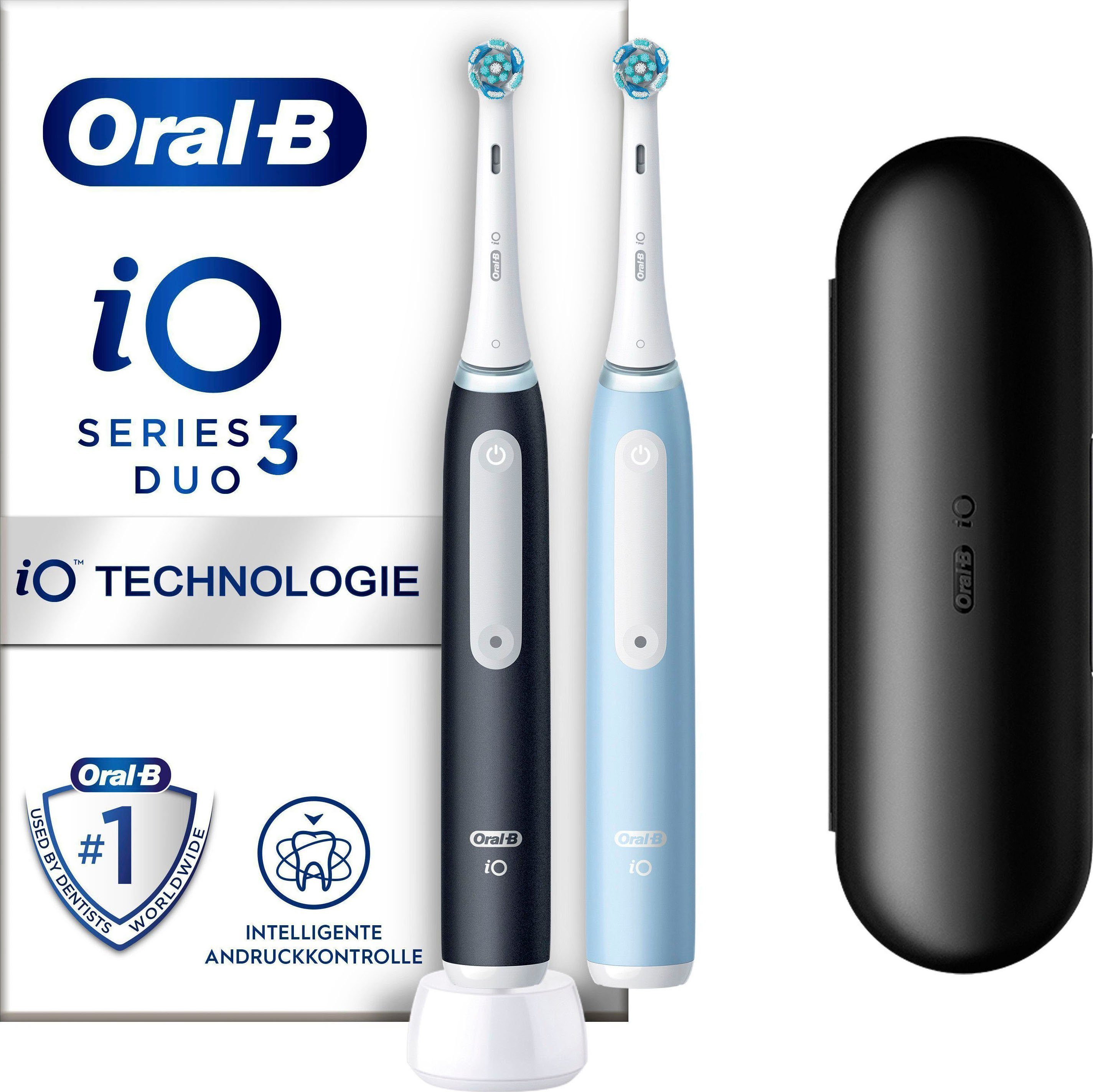 Oral-B Elektrische Zahnbürste iO Series 3 Doppelpack, Aufsteckbürsten: 2 St., Magnet-Technologie
