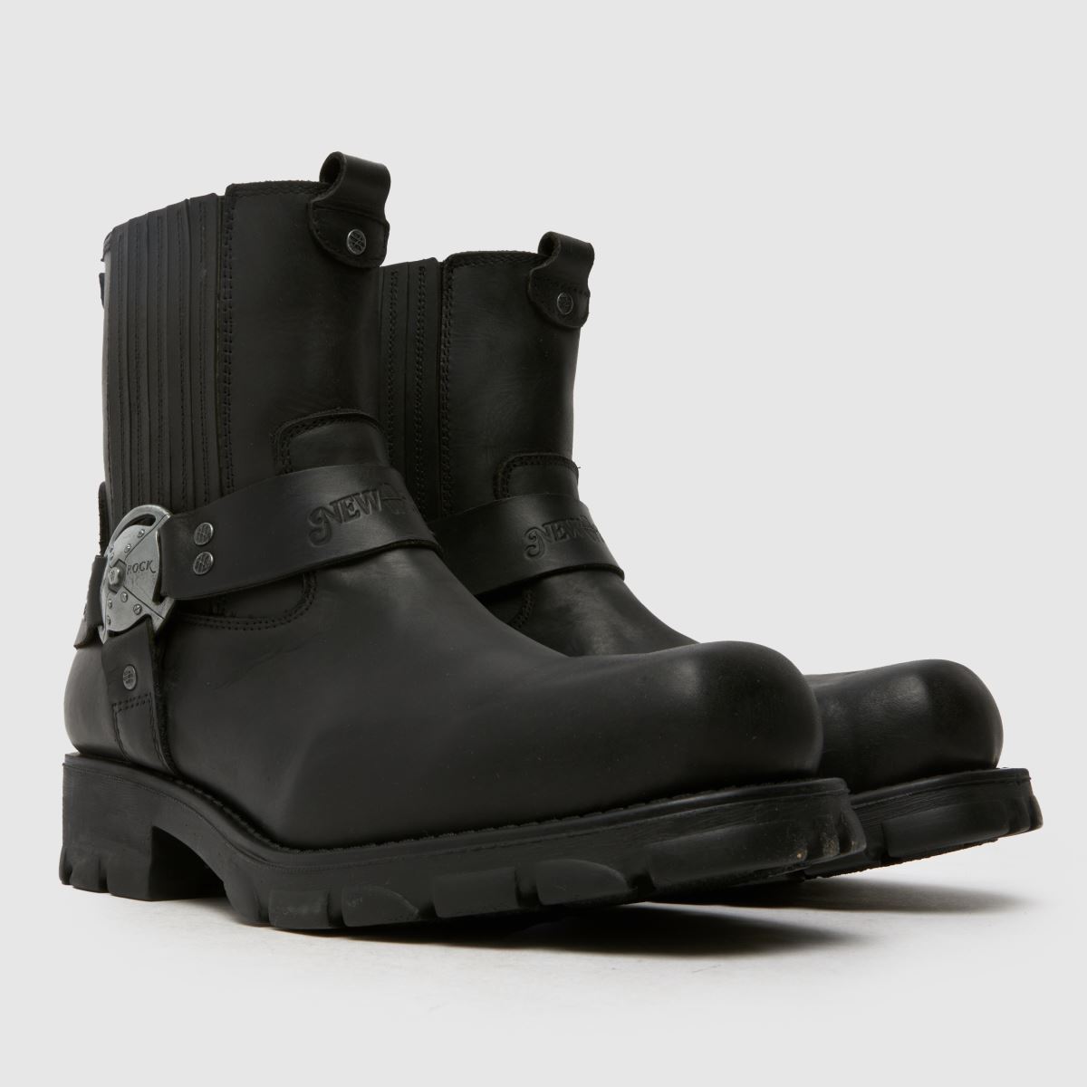 NEW ROCK – Svarta bikerboots med ankelrem