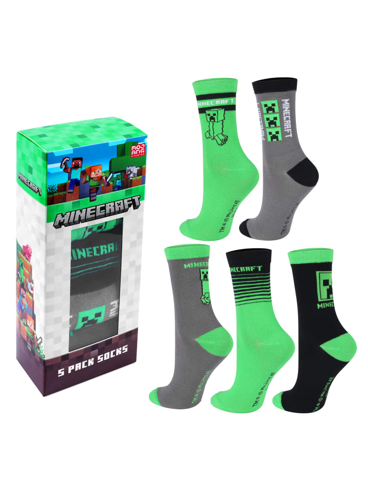 Minecraft Minecraft Creeper Socken 5er Pack in bunt günstig kaufen