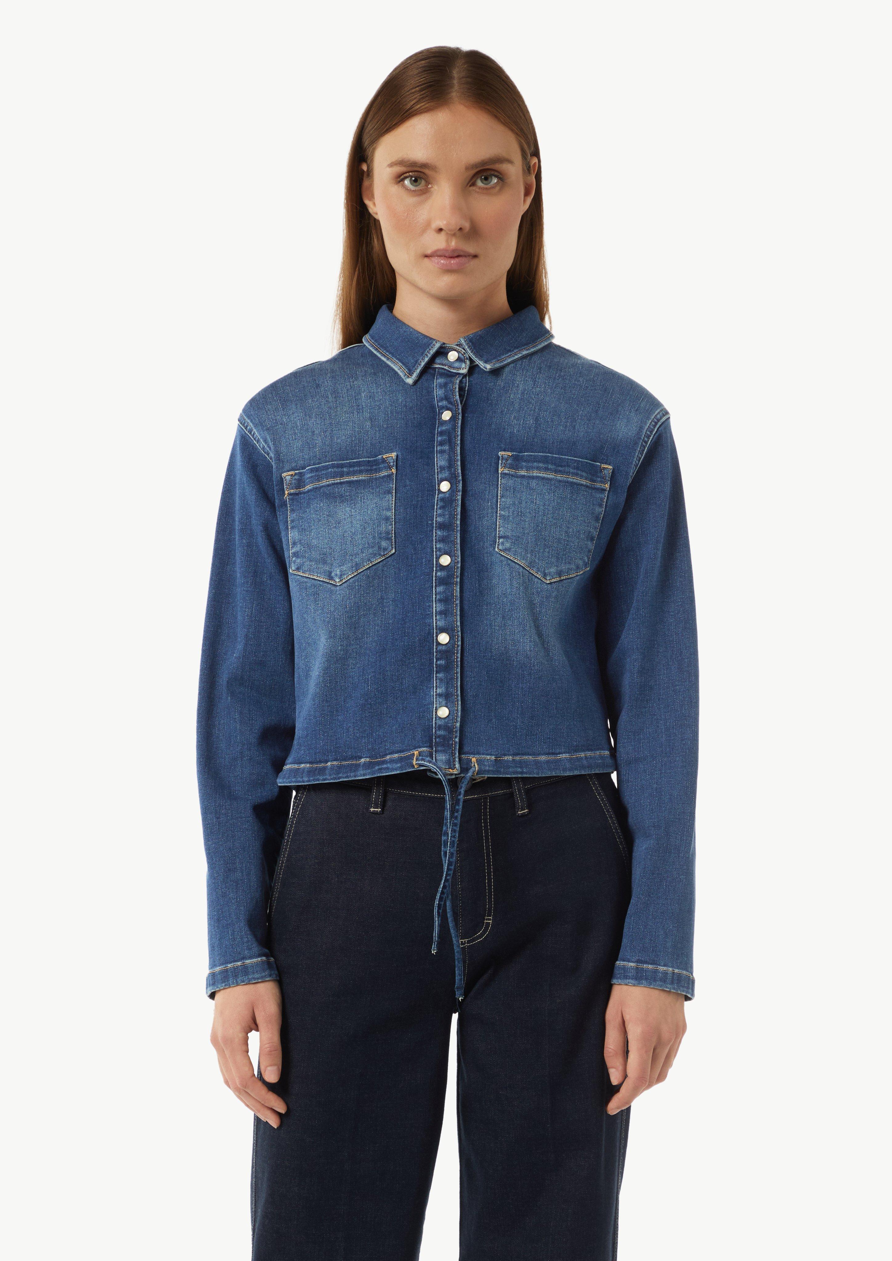 Softe Blousson-Jeansjacke mit Druckknöpfen - blau