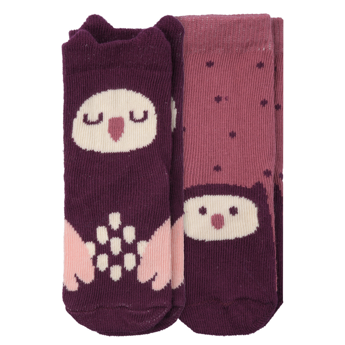 2 Paar Newborn Socken mit Eulen-Motiven