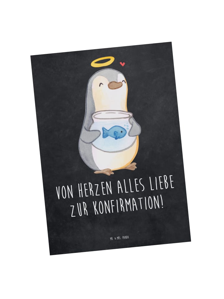 Mr. & Mrs. Panda Postkarte Pinguin Fisch mit Spruch in Kreidetafel günstig kaufen onesize