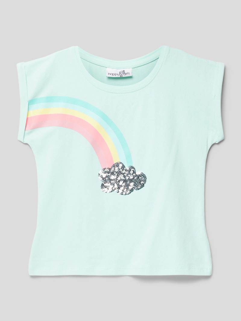 T-Shirt mit Motiv-Applikation in mint