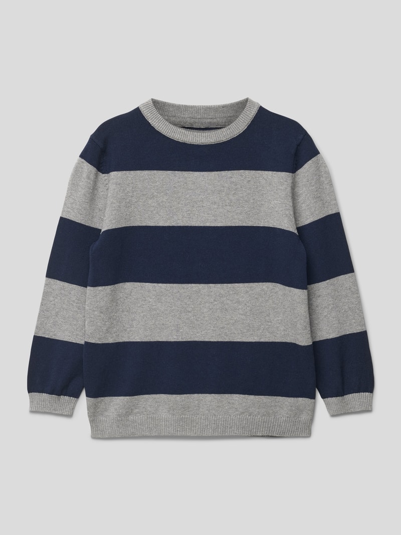 Strickpullover mit Streifenmuster Modell 'wally' in marineblau