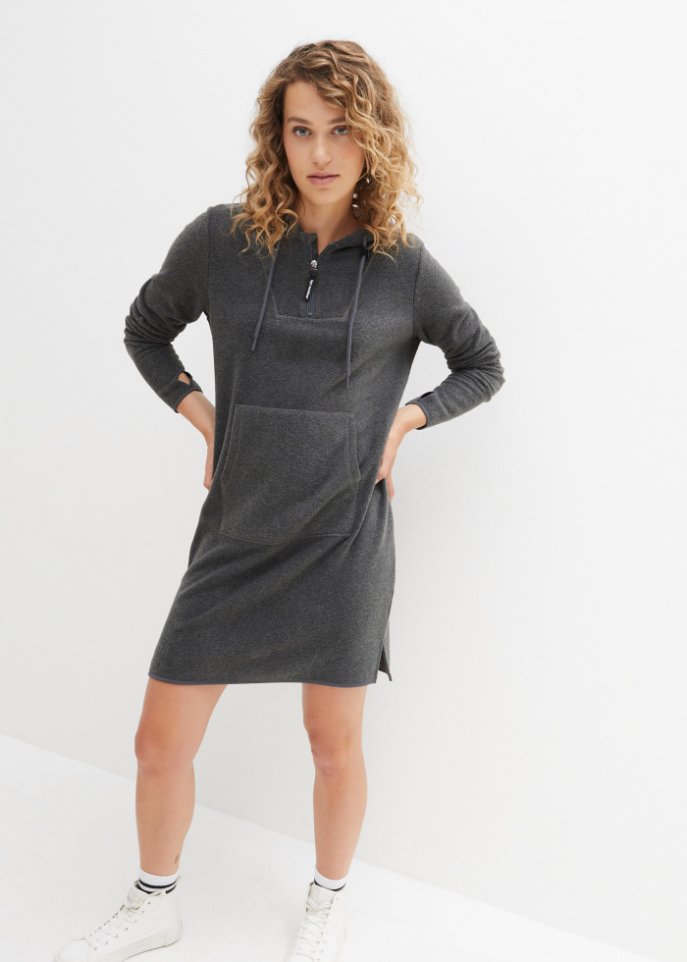 Fleece-Kleid mit Känguru-Tasche