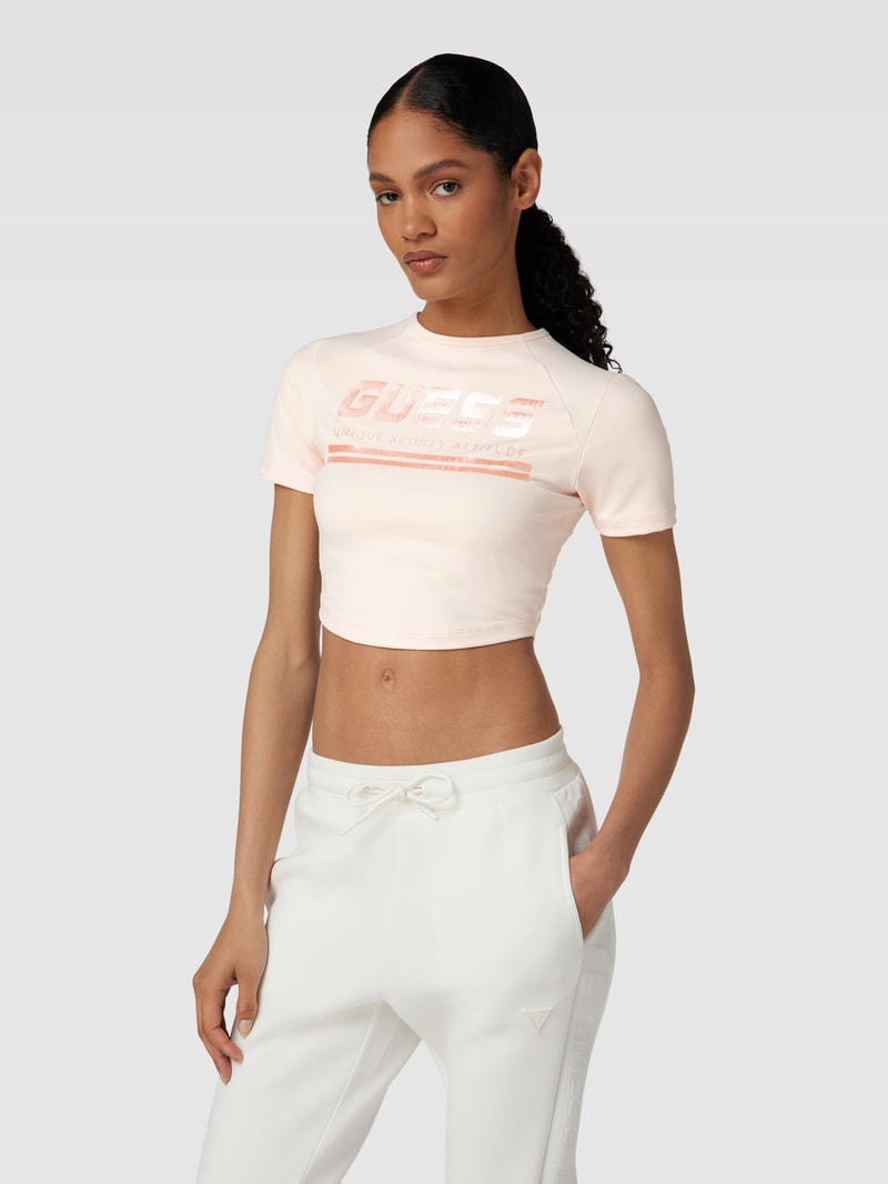 Crop T-Shirt mit Label-Print Modell 'AGGIE' in rosé