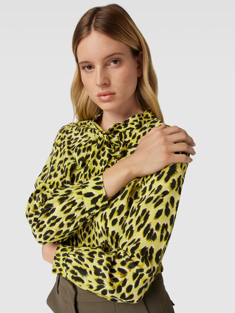 Bluse mit Animal-Print Modell 'TAOS' in neon gelb