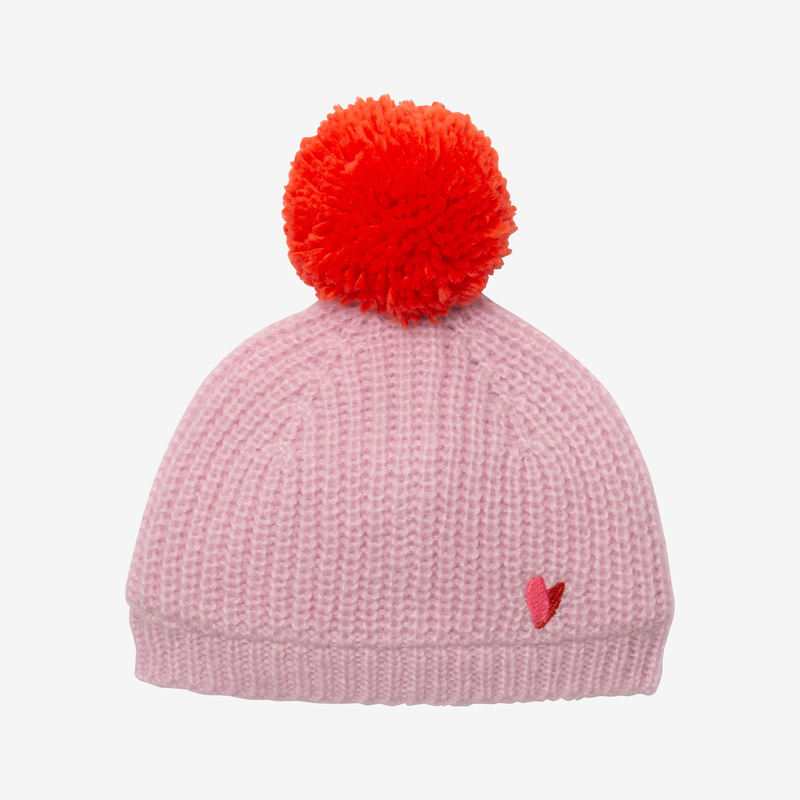Bonnet bébé fille violet pompon rouge bébé fille Catimini
