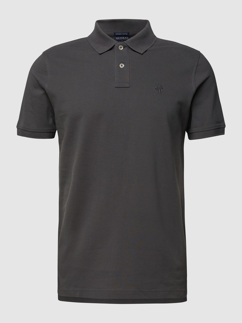 Poloshirt mit Brand-Stitching in dunkelgrau
